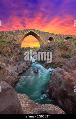 Ponte dei Saraceni bridge, Adrano, Sicily, Italy, Europe Stock Photo