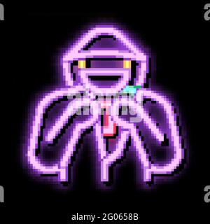 Shoplifter with Goods neon glow icon illustration Stock Vector