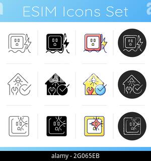 Electrician service icons set Stock Vector
