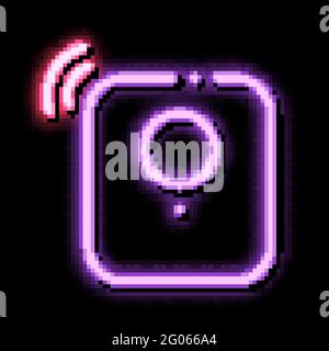 Alarm Signal Sensor neon glow icon illustration Stock Vector