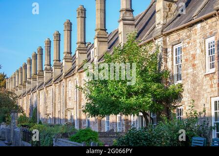 14th century Vicar’s Close adjacent to Wells Cathedral, Wells, Somerset, England, United Kingdom Stock Photo