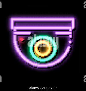 Security Surveillance Camera neon glow icon illustration Stock Vector