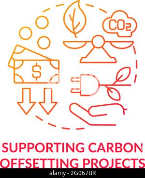 Supporting carbon offset projects concept icon Stock Vector
