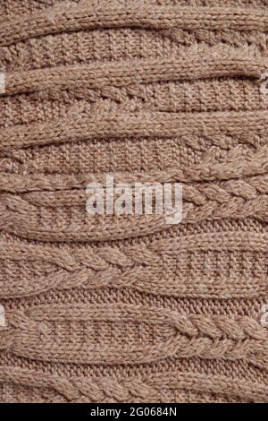 Knitted texture. Pattern fabric made of wool. Background Stock Photo