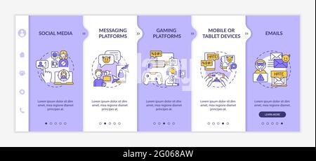 Cyberharassment channels onboarding vector template Stock Vector