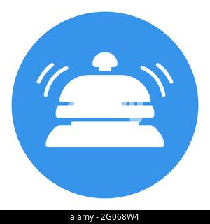 Counter bell, hotel, service vector white glyph icon. Graph symbol for travel and tourism web site and apps design, logo, app, UI Stock Vector