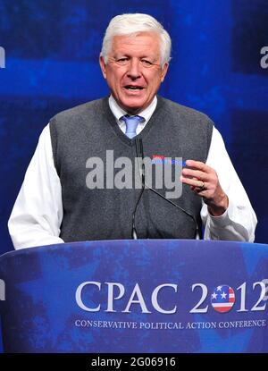 Foster Friess, Chairman, Friess Associates, introduces former United States Senator Rick Santorum (Republican of Pennsylvania), a candidate for the 2012 Republican Party nomination for President of the United States, at the 2012 CPAC Conference at the Marriott Wardman Park Hotel in Washington, D.C. on Friday, February 10, 2012..Credit: Ron Sachs / CNP/Sipa USA Stock Photo