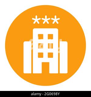 Three star hotel vector white glyph icon. Graph symbol for travel and tourism web site and apps design, logo, app, UI Stock Vector
