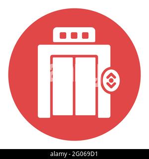 Elevator, lift flat vector white glyph icon. Graph symbol for travel and tourism web site and apps design, logo, app, UI Stock Vector