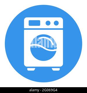 Washing machine flat vector white glyph icon. Graph symbol for household electric web site and apps design, logo, app, UI Stock Vector