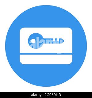 Card key flat vector white glyph icon. Graph symbol for travel and tourism web site and apps design, logo, app, UI Stock Vector