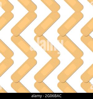 Seamless pattern with sticking plasters. Medical patch repeat texture. On white background. Stock Vector