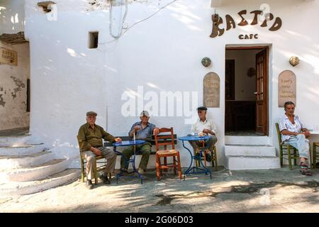 Castro cafe in the center of the town of Chora on Folegandros island, Cyclades, Aegean Sea, Greece, Europe Stock Photo