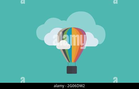 Air Balloon glyph icon isolated on blue. EPS10 Stock Vector