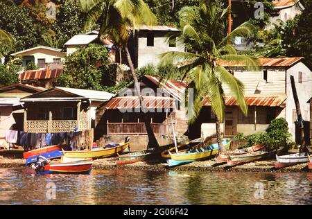 1990s St. Lucia (Eastern Caribbean) -  Soufriere Town, near the Pitons ca. 1994 Stock Photo