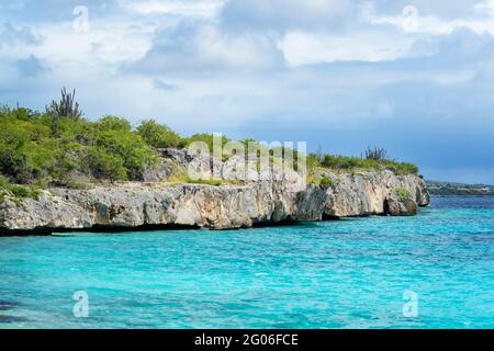 Typical coastline of Bonaire, Dutch Caribbean. Stock Photo