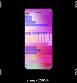 Gradient Colorful Messenger Interface on Smartphone. Mobile Texting App Realistic UI. Vector illustration Stock Vector