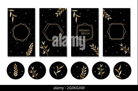 Premium Vector  Set of simple minimalist instagram highlights cover icon  design template in brown color background