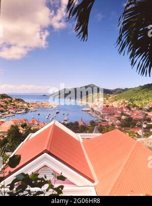1990s St. Barts (Saint Barthélemy) – View from the dining area of the Carl Gustav Hotel Stock Photo