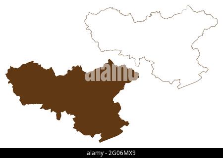 Neunkirchen district (Federal Republic of Germany, State of Saarland, Rural district) map vector illustration, scribble sketch Neunkirchen map Stock Vector