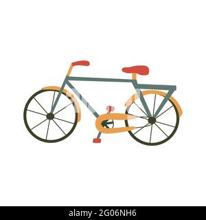 Bicycle. Colorful vector isolated illustration hand drawn. Bicycle day. Sports Equipment cycling transport Stock Vector