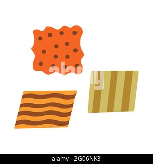 Pieces of fabric. Flaps. Colorful hand drawn vector illustration isolated. Napkin or handkerchief Stock Vector
