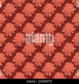 Seamless pattern with red aster. Vector illustration hand drawn. Botanical flower background. Wrapping, print or fabric texture Stock Vector