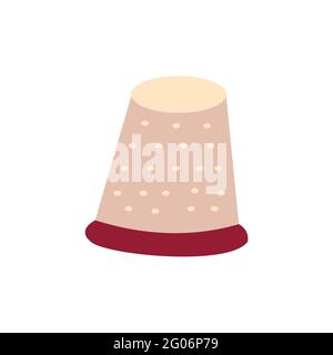 Thimble. Colorful vector illustration in hand drawn style isolated single. Sewing tool, finger safety Stock Vector