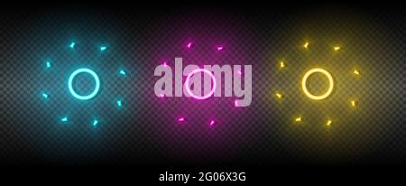 Sun blue, pink and yellow neon vector icon set Stock Vector