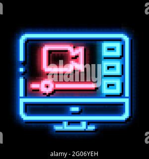 Video Player On Screen neon glow icon illustration Stock Vector