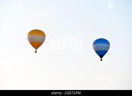 Leicester, Leicestershire, UK 31st May 2021. UK News. Members of the band Easy Life take to the sky over Leicester in hot air balloons to promote the launch of their debut album, Life’s A Beach. Alex Hannam/Alamy Live News Stock Photo