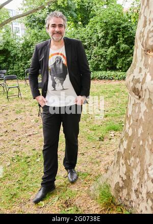 Berlin, Germany. 01st June, 2021. Deniz Yücel, journalist and publicist, stands at the opening of the exhibition 'prison no.5' in the garden of the Maxim Gorki Theater. Credit: Annette Riedl/dpa/Alamy Live News Stock Photo