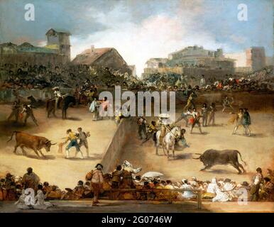 Goya. Bullfight in a Divided Ring by Francisco José de Goya y Lucientes (1746-1828), oil on canvas Stock Photo