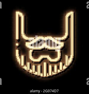 Beard Mustache Whisker neon glow icon illustration Stock Vector