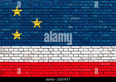 flag of Gagauzia, Moldova painted on brick wall Stock Photo