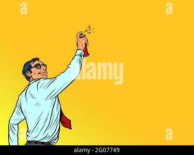 businessman draws graffiti spray paint can. Street art Stock Vector