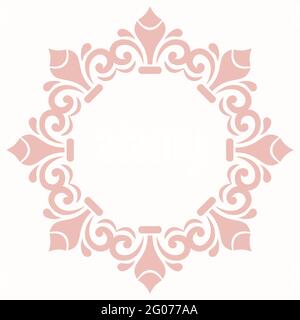 Elegant vintage vector ornament in classic style. Abstract traditional pattern with pink oriental elements. Classic vintage round pattern Stock Vector