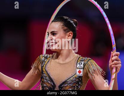 Pesaro, Italy. 30th May, 2021. Ashram Linoy (ISR) during the Rhythmic Gymnastics FIG World Cup 2021 Pesaro at Vitrifrigo Arena. (Photo by Fabrizio Carabelli/SOPA Images/Sipa USA) Credit: Sipa USA/Alamy Live News Stock Photo