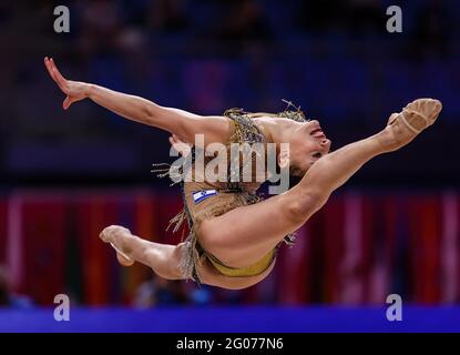 Pesaro, Italy. 30th May, 2021. Ashram Linoy (ISR) during the Rhythmic Gymnastics FIG World Cup 2021 Pesaro at Vitrifrigo Arena. (Photo by Fabrizio Carabelli/SOPA Images/Sipa USA) Credit: Sipa USA/Alamy Live News Stock Photo