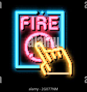 Hand Push Fire Button neon glow icon illustration Stock Vector