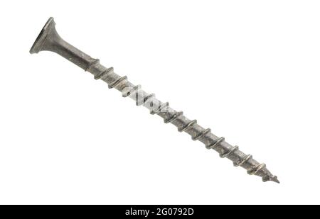black drywall screw isolated on white background Stock Photo