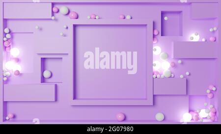 3D Illustration of a purple maze with space for the text. Stock Photo