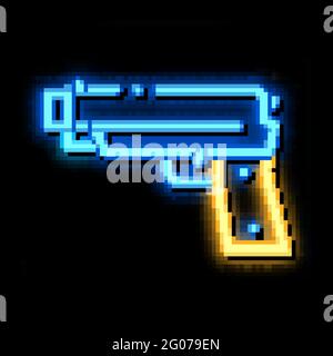 Iron Shooting Gun neon glow icon illustration Stock Vector