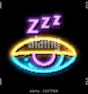 Half Closed Asleep Eye neon glow icon illustration Stock Vector