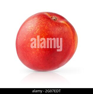 Nectarine isolated with clipping path on white background. Stock Photo