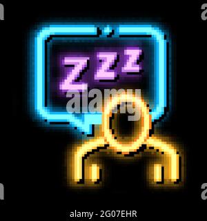 Human Zzz In Quote Frame neon glow icon illustration Stock Vector