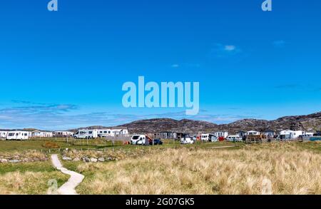 CLACHTOLL SUTHERLAND SCOTLAND THE CAMPING AND CARAVAN SITE IN EARLY SUMMER Stock Photo