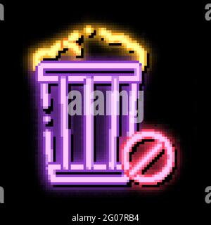 Trash Basket neon glow icon illustration Stock Vector