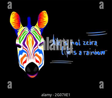 Zebra rainbow head vector in beautiful style Stock Vector