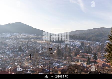 KOPRIVSHTITSA, BULGARIA - JANUARY 25, 2020: Panoramic view of historical town of Koprivshtitsa, Sofia Region, Bulgaria Stock Photo